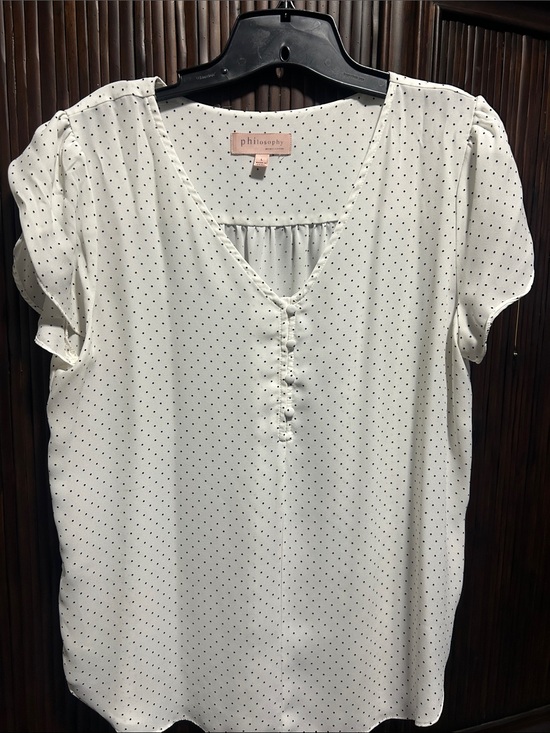 Philosophy Tops - Philosophy White Blouse with Black Microdots